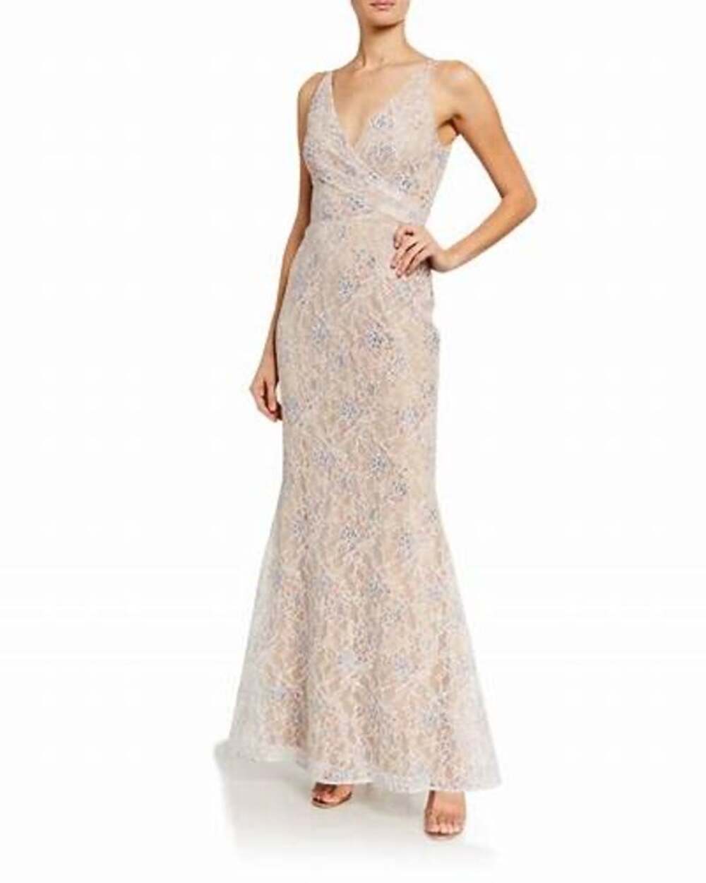 Dress The Population Helen Beige Lace Sequin Formal Gown Size XS